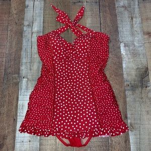 Jantzen | Red White Polka Dotted Vamp Bathing Suit